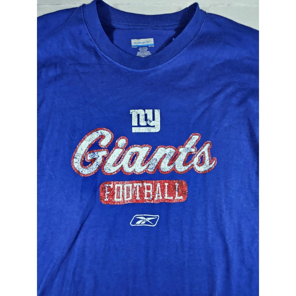 Reebok New York Giants NFL T-Shirt Mens XL Royal Blue Short Sleeve Cotton NEW‎